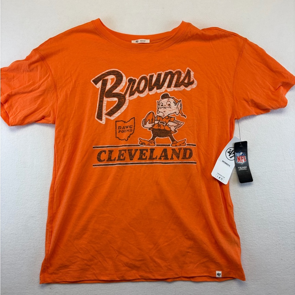 NWT '47 Clevelend Browns Women's Crewneck T-shirt Orange NFL Medium Football